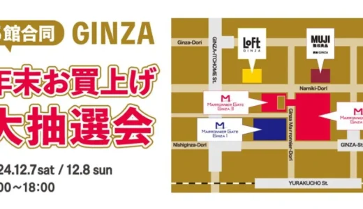 マロニエゲート銀座1・2・3、無印良品銀座、銀座ロフト【5館合同 GINZA 年末お買上げ大抽選会】