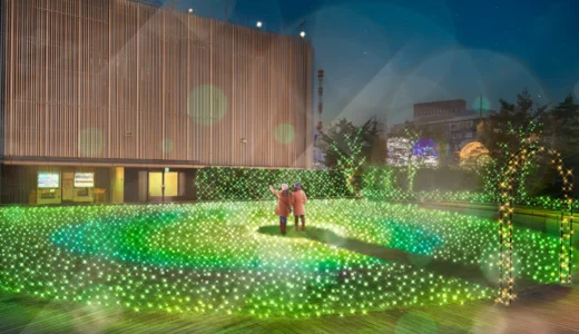 銀座の夜空のもとに３Dマッピング技術を使用したLEDイルミネーション登場